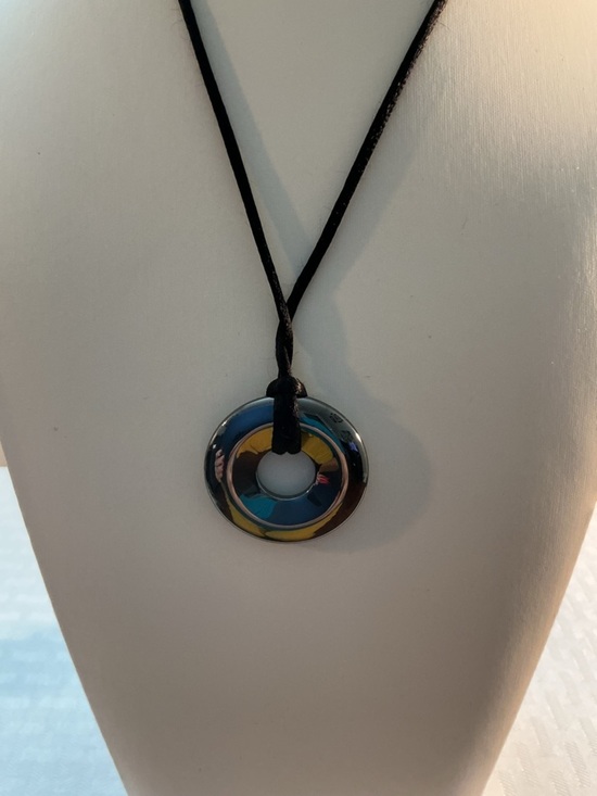 Natural Hematite Pi Stone Necklace Jewelry - Natural Hematite Pi Stone Pendant Necklace and Earrings Set